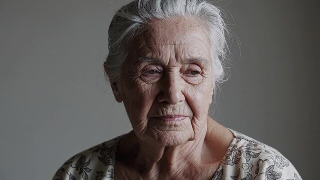 Vieille femme au regard tendre et nostalgique