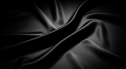 Obraz premium black silk folds under moonlight with soft shadows and mysterious depth
