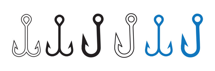 Fishing hook silhouette vector illustration. Fishing hook logo silhouette symbol.