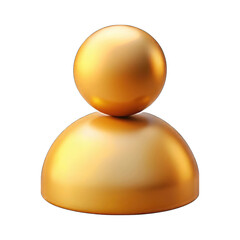 Shiny golden abstract human icon symbol isolated on transparent background.