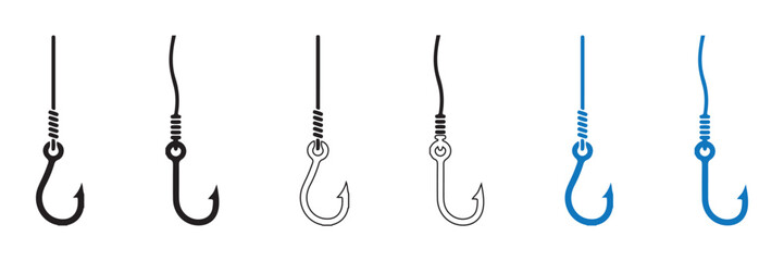 Fishing hook silhouette vector illustration. Fishing hook logo silhouette symbol.