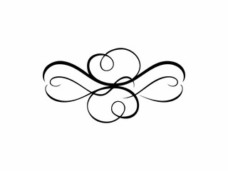 Elegant and symmetrical black line art flourish design, perfect for adding a touch of...
