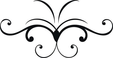 Elegant and symmetrical black line art flourish design, perfect for adding a touch of sophistication to various projects.