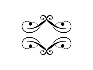 Elegant and symmetrical black line art flourish design, perfect for adding a touch of...