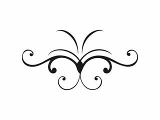 Elegant and symmetrical black line art flourish design, perfect for adding a touch of...
