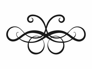 Elegant and symmetrical black line art flourish design, perfect for adding a touch of sophistication to various projects.
