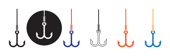 Fishing hook silhouette vector illustration. Fishing hook logo silhouette symbol.