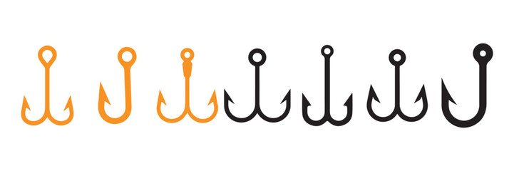 Fishing hook silhouette vector illustration. Fishing hook logo silhouette symbol.