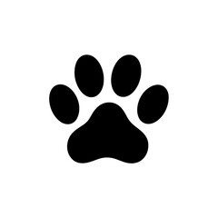 Elegant Black Silhouette Dog Paw Print Vector Illustration