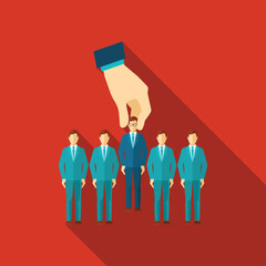 Hand Picking Businessman from Group – Recruitment and Talent Selection Concept