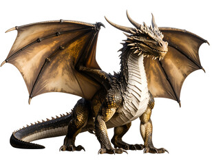 Obraz premium A stunning mythical dragon with intricate scales and majestic wings embodies ancient power.