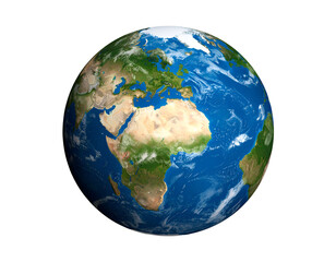 Stunning global perspective of Earth showcasing its diverse landmasses and deep blue oceans.