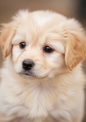 Sweet Puppy Close Up Portrait - Adorable fluffy puppy, embodying innocence, companionship, loyalty, and joy. A heartwarming perfect for pet-related projects