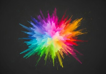 Vibrant Color Explosion - A captivating burst of rainbow hues against a dark background, symbolizing creativity, energy, joy, diversity, and freedom