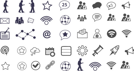Modern social media icons in a clean solid color silhouette style