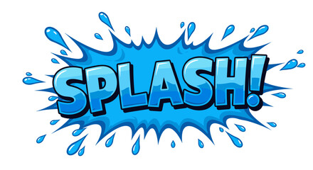 Fototapeta premium Splash text in blue comic pop art style vector illustration for fun designs and posters
