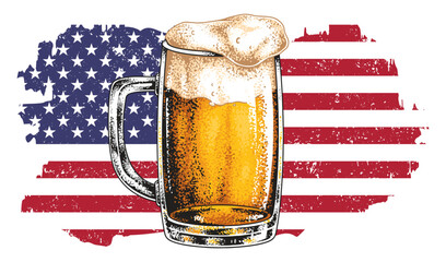 Enjoying a cold beer against a patriotic backdrop