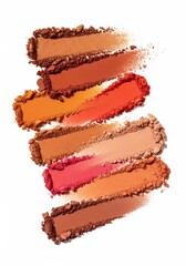 Warm Earth Tone Makeup Swatches - Six shades of warm earth tone makeup powder swatches, ideal for fall or summer makeup looks. Perfect for beauty blogs, makeup tutorials, and product advertising