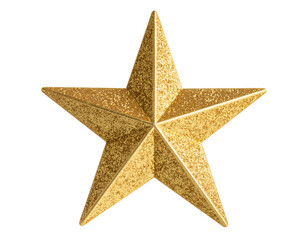 A beautifully crafted golden star, covered in sparkling glitter, shines brightly as a symbol of achievement.