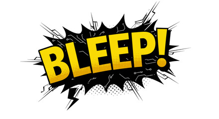 Comic style pop art explosion vector illustration with bleep text for humor and fun designs
