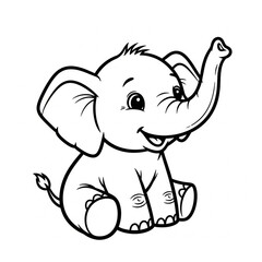 Fototapeta premium Cute elephant coloring page for kids and adults