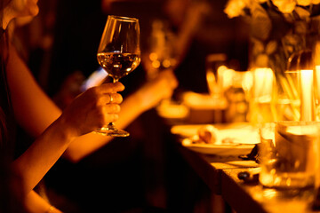 Elegant Woman Holding Wine Glass	