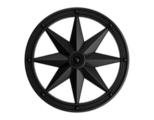 Obraz premium A sleek dark compass rose symbolizes guidance and adventure for modern navigation concepts.