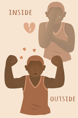 Men’s Mental Health Concept – Strength and Vulnerability Illustration