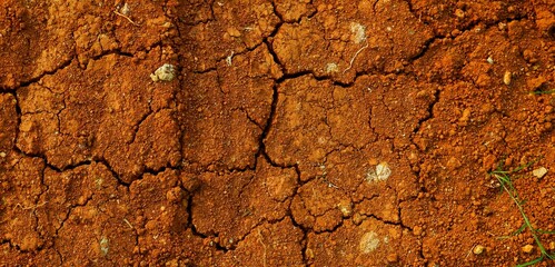 Long background, A close-up view of cracked red earth, symbolizing drought, dryness, and natural texture variations highlighting climate and environmental conditions.