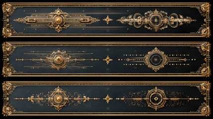 Ornate gold steampunk inspired decorative borders and dividers
