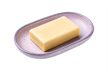 Natural Handmade Soap Bar on Purple Soap Dish  Luxurious and Gentle Cleansing