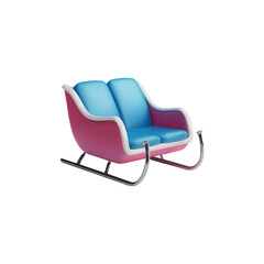 Pink and blue sleigh with silver runners