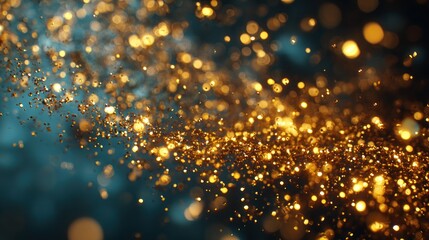 Naklejka premium Gold glitter particles abstract background
