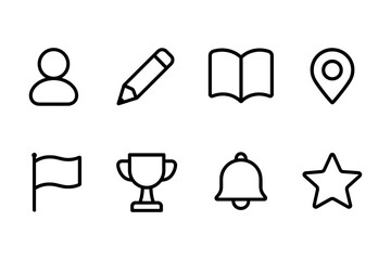 Collection of essential user interface icons for design projects, vector illustration