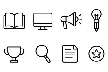 Essential business and education icons collection, vector illustration
