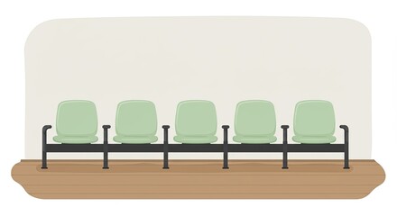 Illustration of a row of empty waiting room chairs with a neutral background
