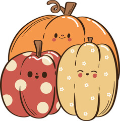 Autumn Pumpkin and Gourd Family Cute Harvest Set