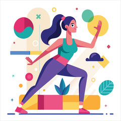Yoga Fitness Program Vector Art for Women