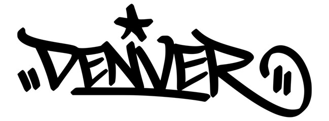 Denver graffiti tag in bold black lettering on transparent background. Clean and creative flow perfect for bold urban designs and expressive visual content © dirtyfellas