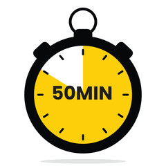 50‑Minute Countdown Timer Icon — Flat Stopwatch