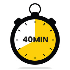 40‑Minute Countdown Timer Icon — Flat Stopwatch