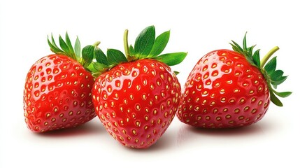 juicy strawberries on white