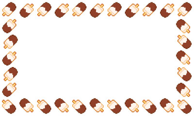 Pixel Art Chocolate Vanilla Popsicle Frame Set for Summer Packaging, Digital Design, Social Media, and Cute Retro Decoration