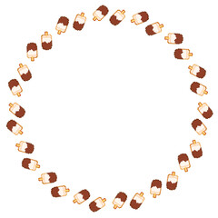 Pixel Art Chocolate Vanilla Popsicle Circle Frame Set for Summer Packaging, Digital Design, Social Media, and Cute Retro Decoration