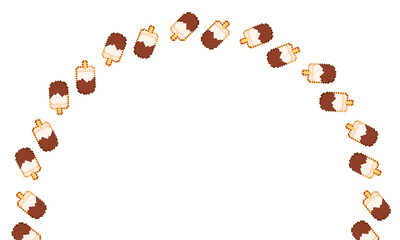 Pixel Art Chocolate Vanilla Popsicle Arch Frame Set for Summer Packaging, Digital Design, Social Media, and Cute Retro Decoration