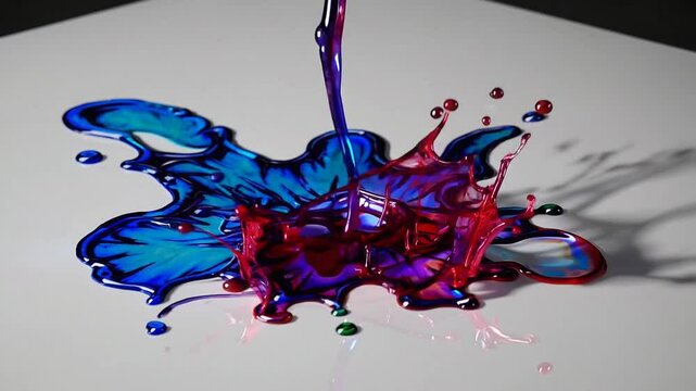 Vibrant Blue and Purple Liquid Splash Abstract Photography