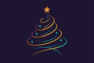 abstract christmas tree with stars