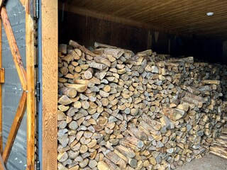 Cut firewood in stack