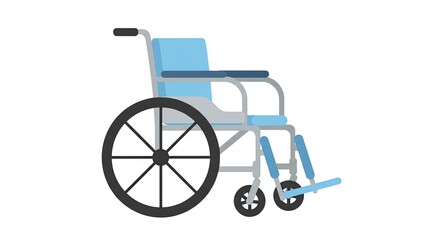 Simple flat illustration of a wheelchair isolated on a white background for medical purposes.