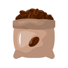 Beans sack icon. coffee, bag, storage, burlap, harvest, organic, container. Vector Icon Illustration